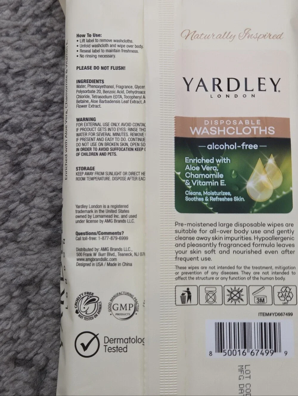 Yardley London Disposable Washcloths Bundle (Set of 2 Packs, 36 Wipes Total) - S